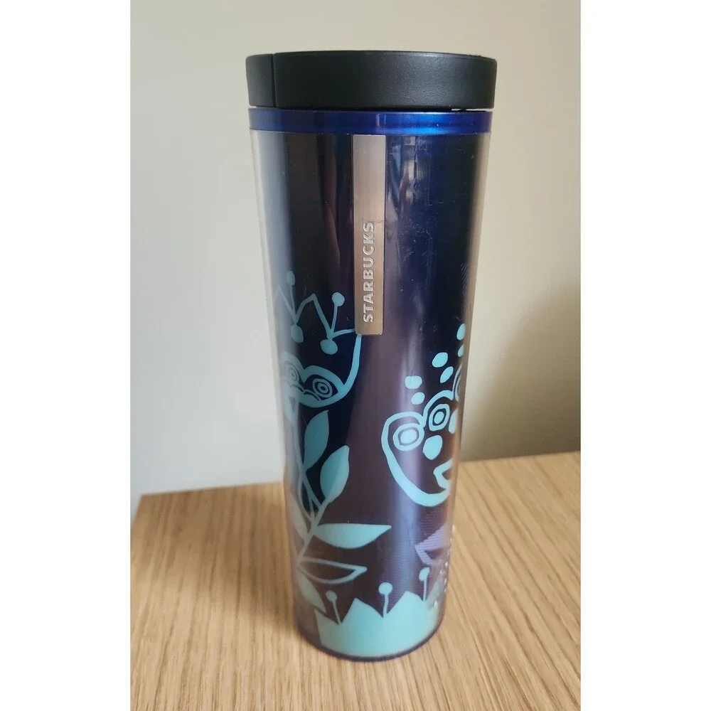 Starbucks 2013 Blue Poppy Flower Travel Tumbler 16oz